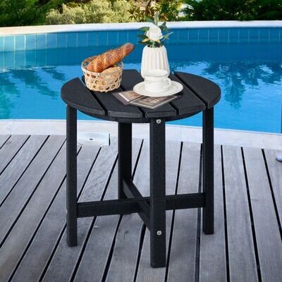 Beistelltisch Kleiner Gartentisch aus UV-beständigem Kunststoff schwarz