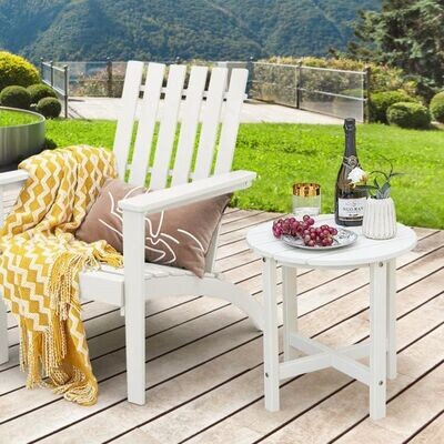 Beistelltisch Kleiner Gartentisch aus UV-beständigem Kunststoff Weiss