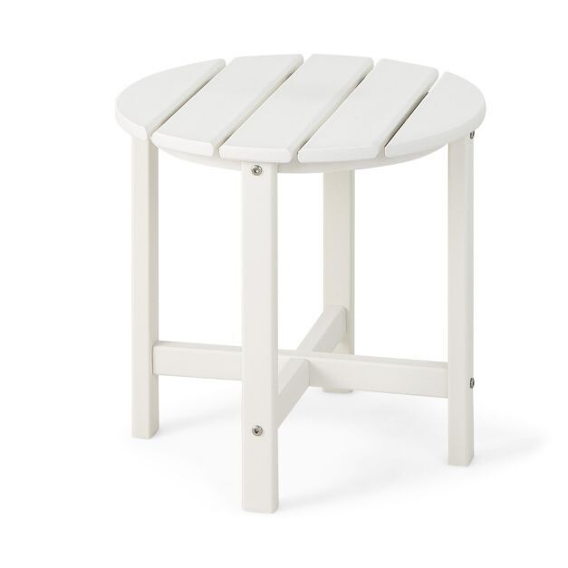 Beistelltisch Kleiner Gartentisch aus UV-beständigem Kunststoff Weiss