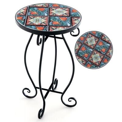Beistelltisch Mosaiktisch Rund Mosaik Gartentisch Bistrotisch ∅30 x 50 cm bunt