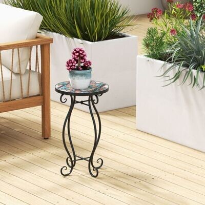 Beistelltisch Mosaiktisch Rund Mosaik Gartentisch Bistrotisch ∅30 x 50 cm bunt