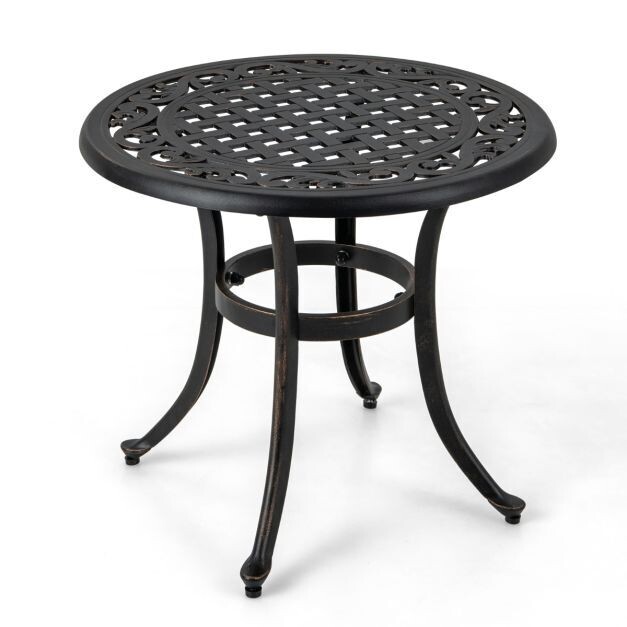 Ø 60 cm Terrassentisch aus Aluminiumguss Runder Kaffeetisch