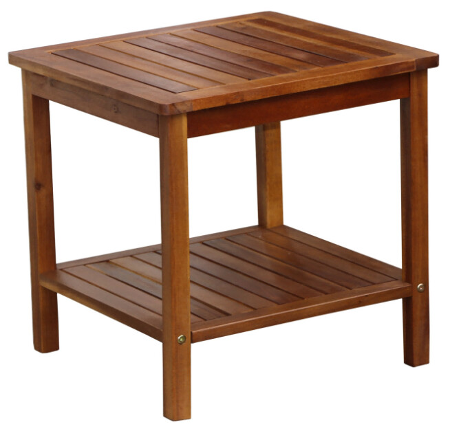 Tragbarer Beistelltisch mit Lamellen-Tischplatte Holzbeistelltisch 45 x 45 x 45 cm