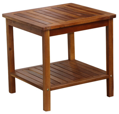 Tragbarer Beistelltisch mit Lamellen-Tischplatte Holzbeistelltisch 45 x 45 x 45 cm