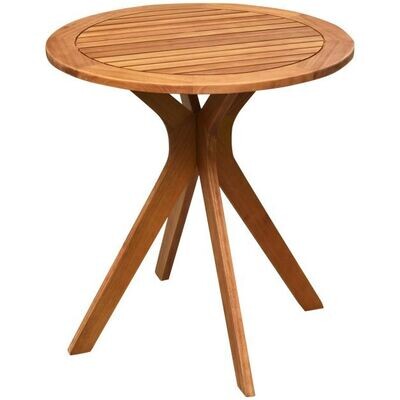 Runder Gartentisch aus Massivholz mit X-förmiger Basis &amp; 70 cm Durchmesser Bistrotisch