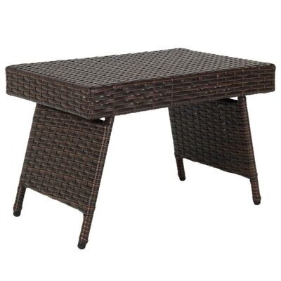 Klappbarer Rattan-Couchtisch Outdoor-Beistelltisch 60 x 40 x 40 cm Braun