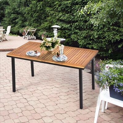 Gartentisch Esstisch mit Schirmloch Holztisch Terrassentisch Akazienholz 140 x 75 x 76 cm Natur