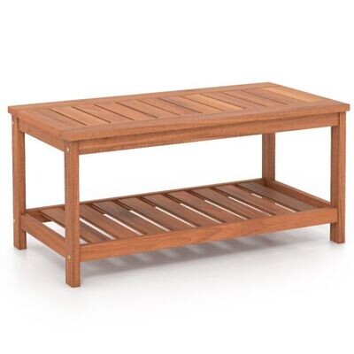 2 Ebenen Beistelltisch mit Ablage Outdoor Wetterfester Couchtisch Kaffeetisch 90 x 45 x 45 cm