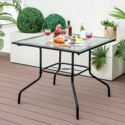 Gartentisch, Terrassentisch mit 38 mm Schirmloch &amp; Tischplatte Schwarz