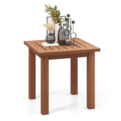 Wetterfester Beistelltisch aus Massivholz mit Gelatteter Tischplatte Gartentisch 44,5 x 44,5 x 43 cm