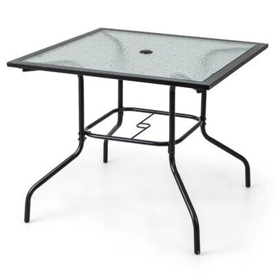 Gartentisch, Terrassentisch mit 38 mm Schirmloch &amp; Tischplatte Schwarz