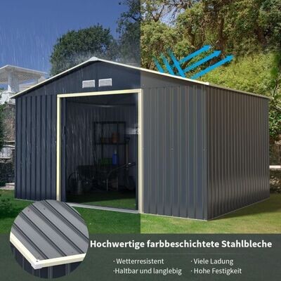 Gerätehaus Metall mit 4 Luftschlitzen & Schiebetür Geräteschuppen