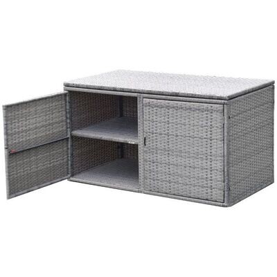Terrassenbox, Gartenschrank aus Rattan mit 335 L Kapazität 115 x 60 x 65 cm Grau