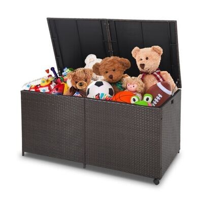 Rattan Aufbewahrungsbox, Auflagenbox mit 662 L Fassungsvermögen 150 x 77 x 73 cm