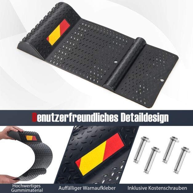 2er Parkmatten mit Bremsschwelle Robuste Einparkhilfe mit Warnstreifen Premium Radstopper