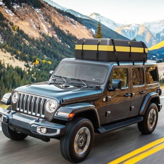 Dachbox für verschiedene Fahrzeugtypen mit rutschfester Matte Gepäckschloss verstärkten Riemen Türhaken &amp; Tasche mit Kordelzug