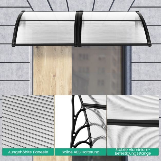 Vordach für Haustür Überdachung Haustürvordach Pultvordach Transparent 122 x 99 cm