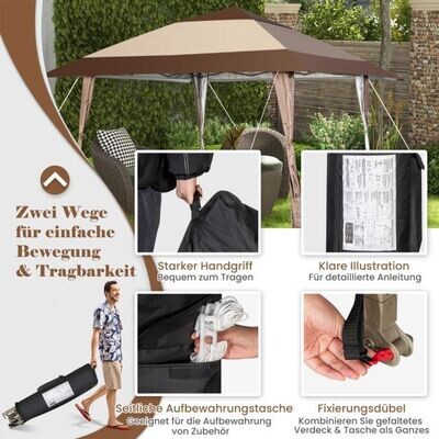 Terrassen-Pavillon Überdachungszelt mit Rädern Beige 4 m x 4 m