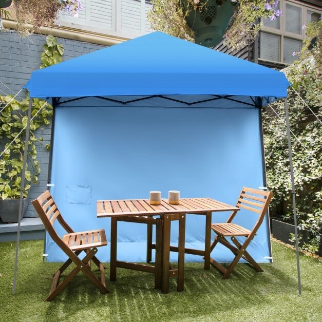 Faltpavillon Gartenpavillon mit abnehmbarer Seitenwand Partyzelt höhenverstellbar Blau 3x3m