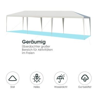 Partyzelt, Festzelt, Pavillon Strandzelt wasserdicht Weiss 6x3m