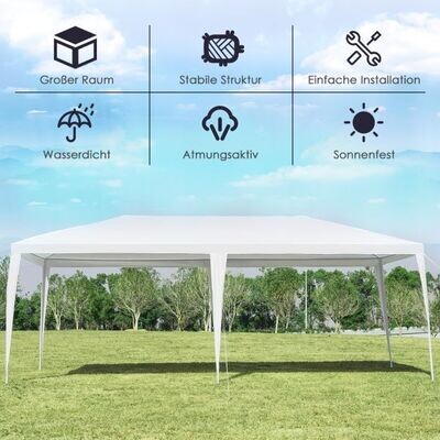 3 m x 6 m Partyzelt, Festzelt, Pavillon Wasserdichtes Strandzelt mit Seilen Weiss