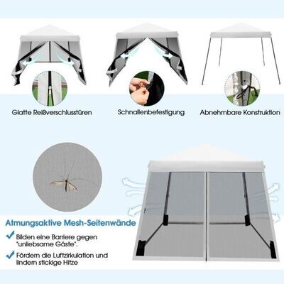 Pavillon Überdachungszelt Partyzelt mit Schrägen Beinen Weiss 3 m x 3 m