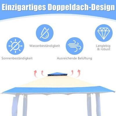 Pavillon mit 2-Stöckigem Dach Blau 4 m x 4 m