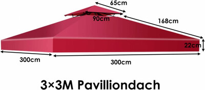 Pavillon Ersatzdach Pavillondach rot für 3 x 3 M