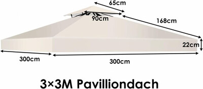 Pavillon Ersatzdach Pavillondach beige für 3 x 3 M