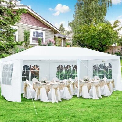 Gartenpavillon Festzelt mit 4 abnehmbaren Seitenwänden Pavillon Bierzelt UV-Schutz Gartenzelt 3 x 6m weiss