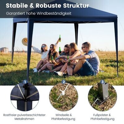 3 x 3 m Pop-Up Pavillon Strandzelt Blau