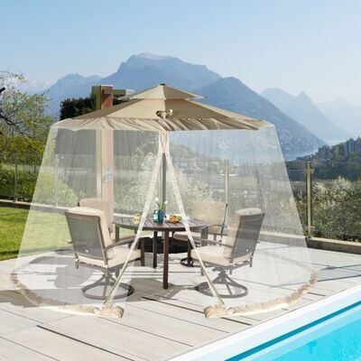 Sonnenschirm-Moskitonetz Terrassenschirm-Netz mit 2 Türen mit Doppelreissverschluss