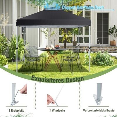 Pop-up-Pavillon Outdoor Partyzelt mit verstellbarer Höhe 305 x 305 cm Schwarz