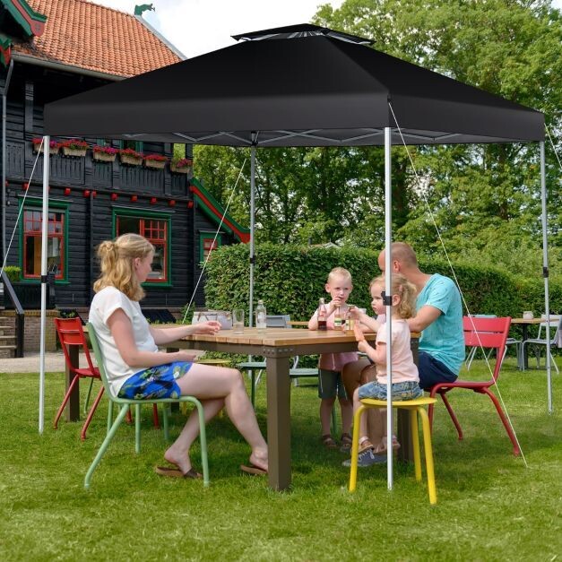 Pop-up-Pavillon Outdoor Partyzelt mit verstellbarer Höhe 305 x 305 cm Schwarz