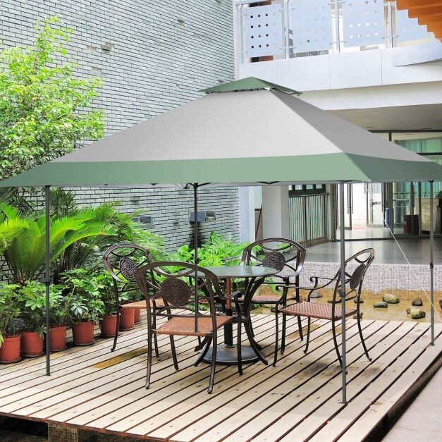 400 x 400 cm Pop-Up-Pavillon UV-Überdachungszelt mit 4 verstärkten Rippen Grün