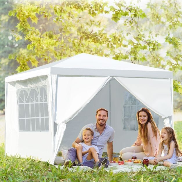 3x3m Pavillon mit 4 abnehmbaren Seitenwänden &amp; Fenstern ideal für Feiern