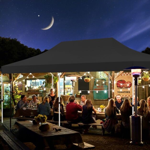 300 x 600 cm grosser Pavillon, Eventzelt mit 6 abnehmbaren Seitenwänden höhenverstellbarer Partyzelt Schwarz