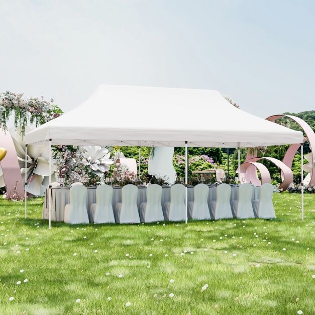 300 x 600 cm grosser Pop-up-Pavillon klappbares Eventzelt mit Tragetasche Weiss