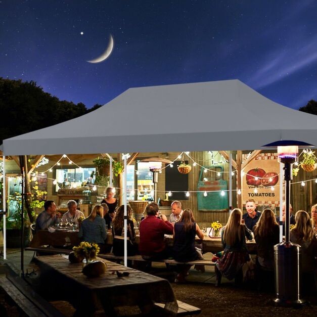 300 x 600 cm grosser Pavillon, Eventzelt mit 6 abnehmbaren Seitenwänden höhenverstellbarer Partyzelt grau