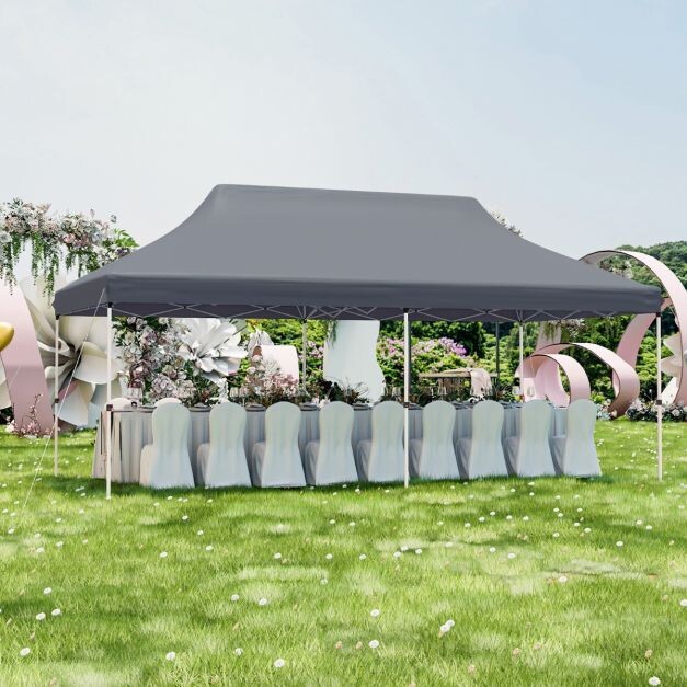 300 x 600 cm grosser Pop-up-Pavillon klappbares Eventzelt mit Tragetasche grau