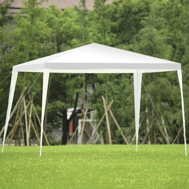 3 x 3 m Pavillon Partyzelt Gartenzelt mit Heringen &amp; Windseilen Weiss
