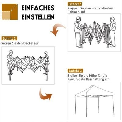 3 x 3 m Pavillon Faltpavillon wasserdicht stabil Winterfest Partyzelt mit Tragetasche auf Rollen Weiss
