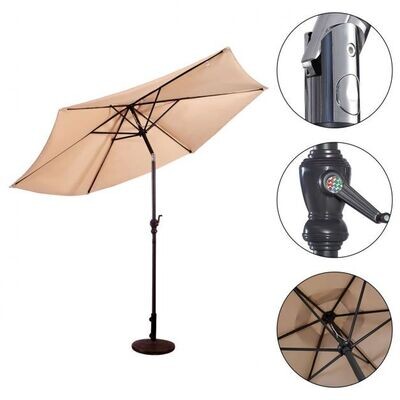 Garten Sonnenschirm Ampelschirm mit Kurbel 3 m beige