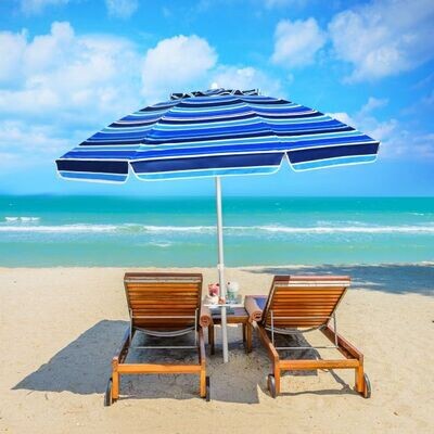 2,2m Strandschirm UPF50 + Sonnenschutz Tragbarer Sonnenschirm Terrassenschirm dunkelblau