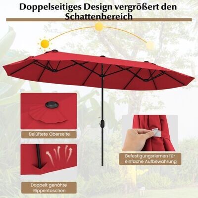 XXL Sonnenschirm mit Ständer 400 x 200 cm weinrot