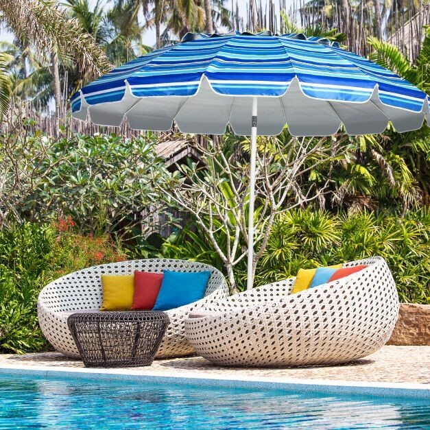 243cm Strand-Sonnenschirm Alu neigbar Terrassenschirm bunt