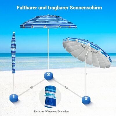243cm Strand-Sonnenschirm Alu neigbar Terrassenschirm bunt
