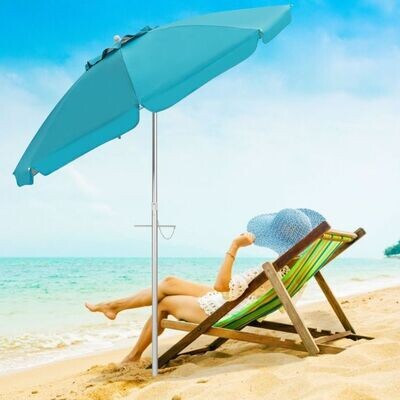 Strandschirm 200cm mit Verankerung Sonnenschirm Marktschirm Gartenschirm neigbar für Outdoor blau