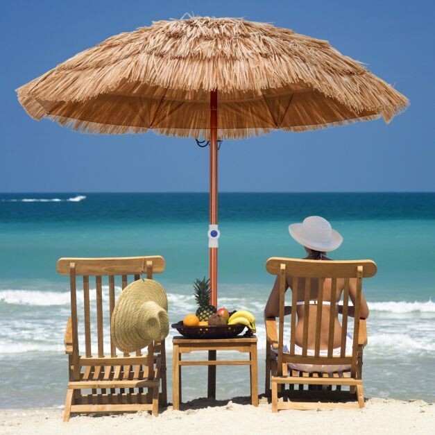 Hawaiianischer Strandschirm mit Tragetasche &amp; Neigbarem Design Tischschirm 175 cm