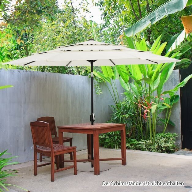 3-Stöckiger Terrassenschirm Doppelt Belüfteter Sonnenschirm 306 x 306 x 252 cm Beige